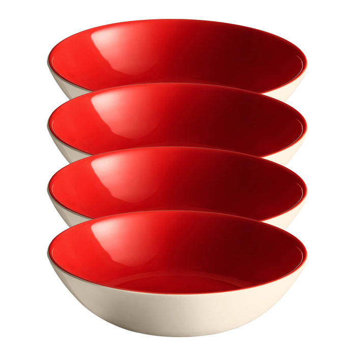 Emile Henry Everyday Dinnerware 8.75 Inch Pasta Bowl, 1 Qt, Rouge, Set of 4