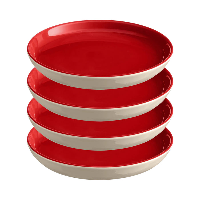 Emile Henry Everyday Dinnerware 8 Inch Salad and Dessert Plate, Rouge, Set of 4