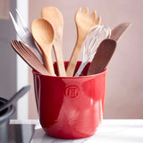 Emile Henry Large Utensil Pot, 6.3-Inch Diameter x 17-Inch High, Burgundy
