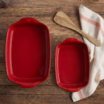Emile Henry Rectangular Baking Dish, Set of 2, 2.4 qt, 3.8 qt, Burgundy