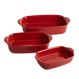Emile Henry Rectangular Baking Dish, Set of 3, 1.25 qt, 2.4 qt, 3.8 qt, Burgundy