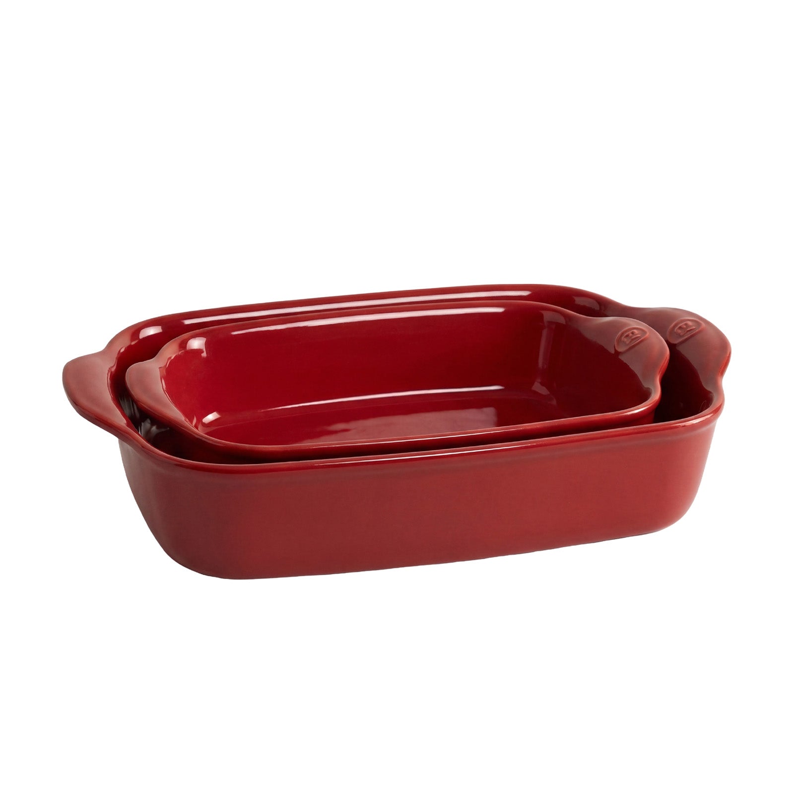 Emile Henry Rectangular Baking Dish, Set of 2, 1.25 qt, 2.4 qt, Burgundy