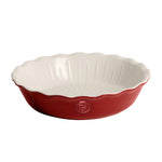 Emile Henry Modern Classics 9-Inch Ribbed Pie Dish, Rouge