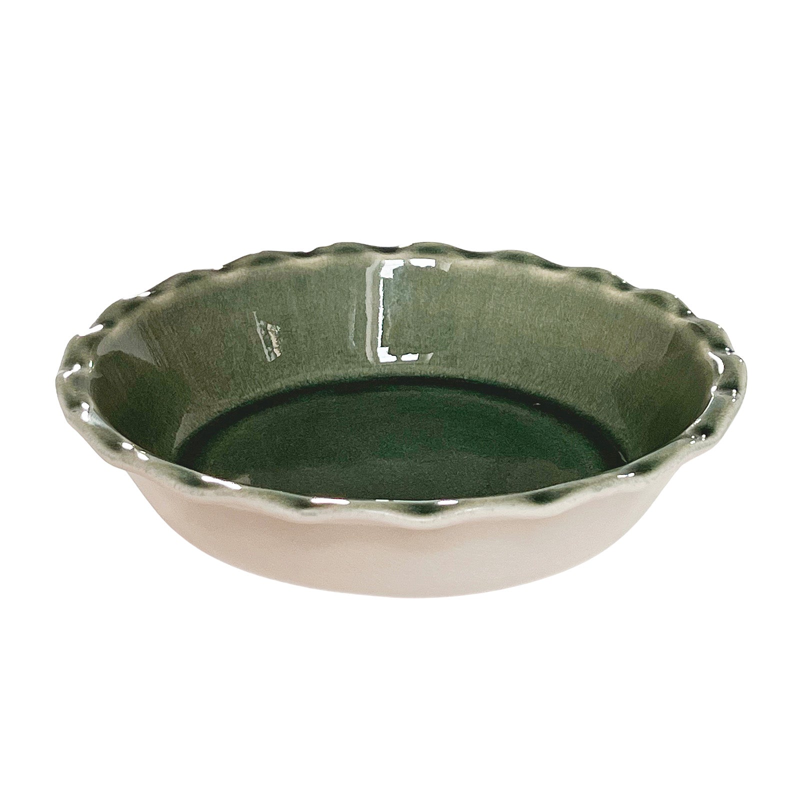 Emile Henry 175th Anniversary Pie Dish, Green/Ivory