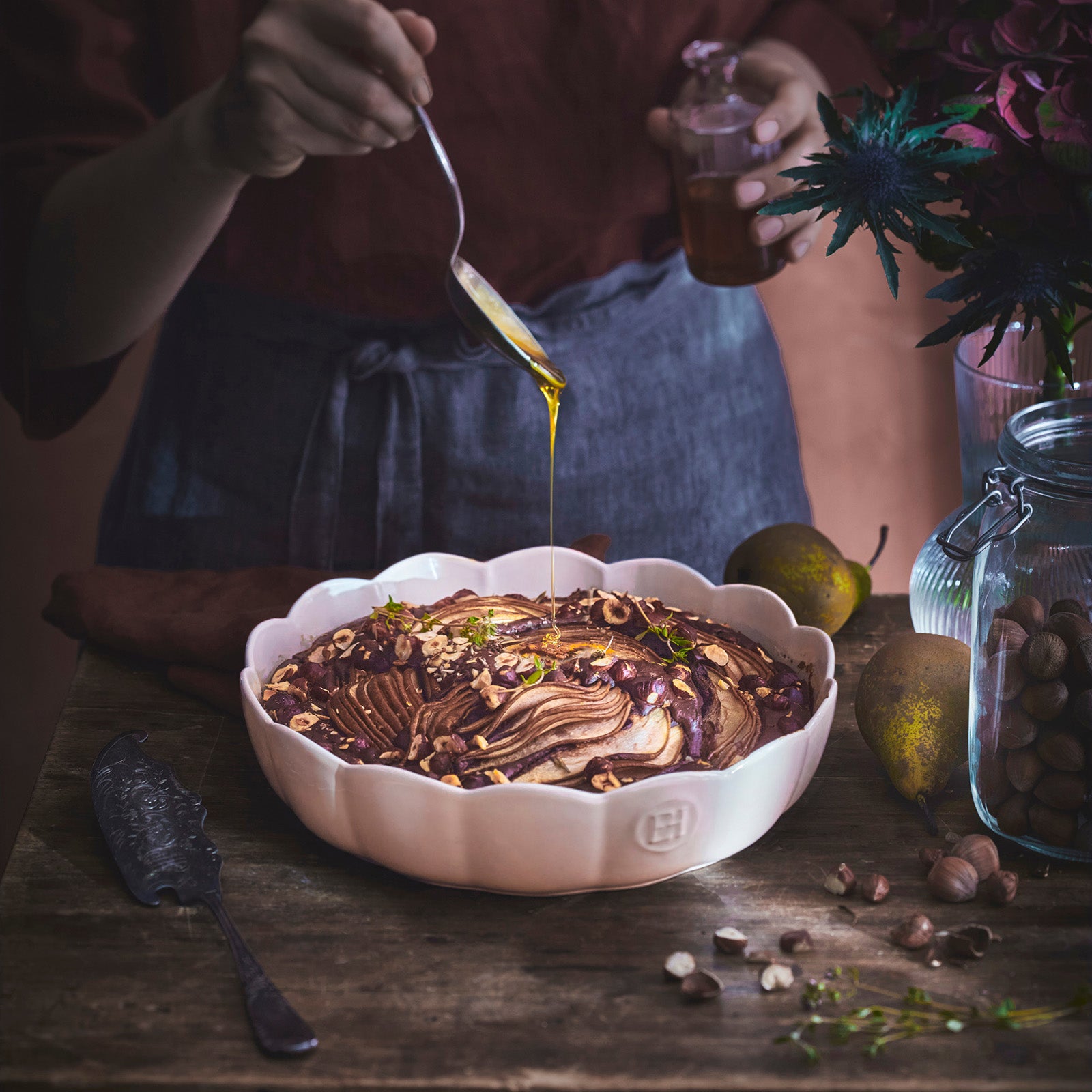 Emile Henry Madeleine Round Cake Dish, Rose