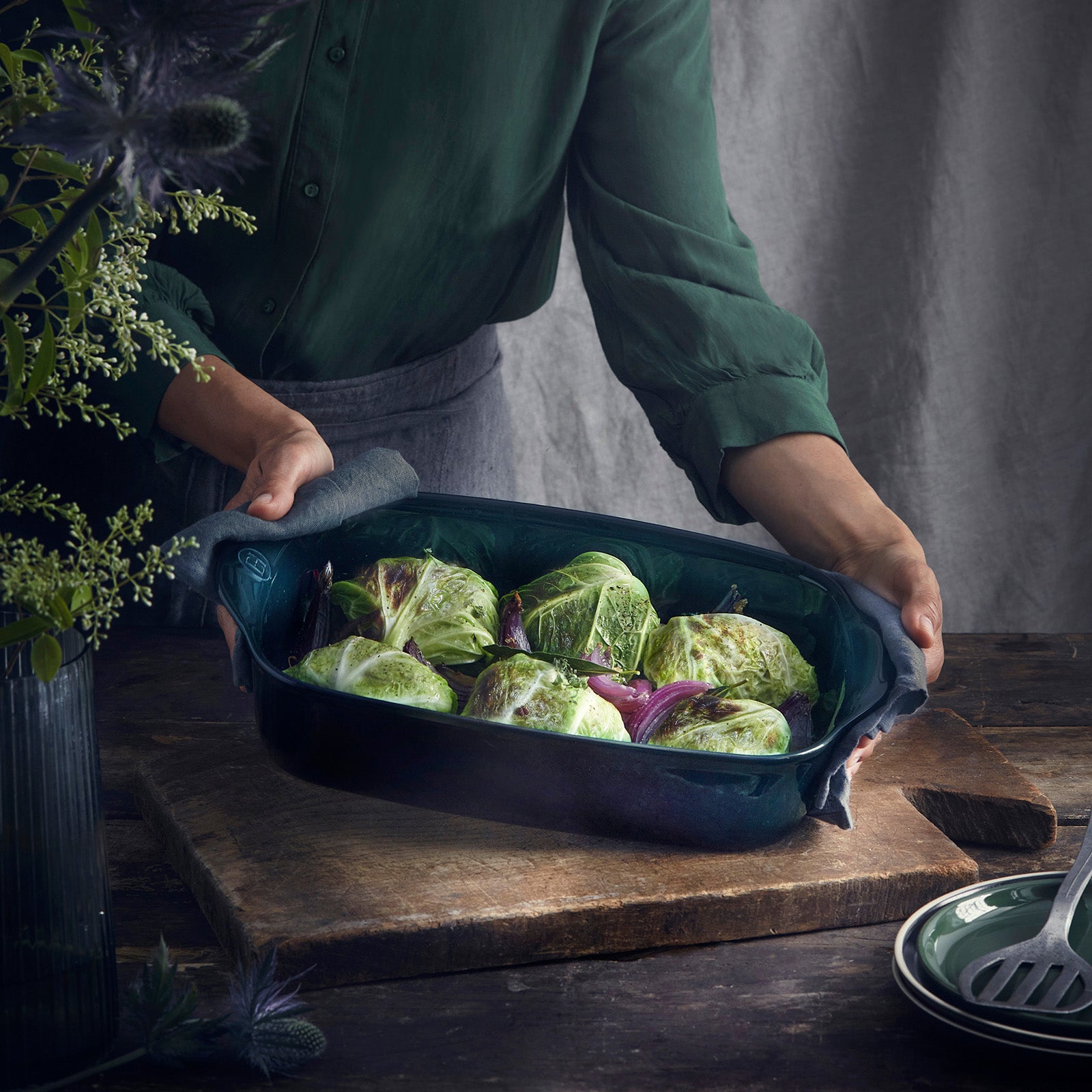 Emile Henry Large Rectangle Baking Dish Ultime, 16.5" X 10.5", Ocean