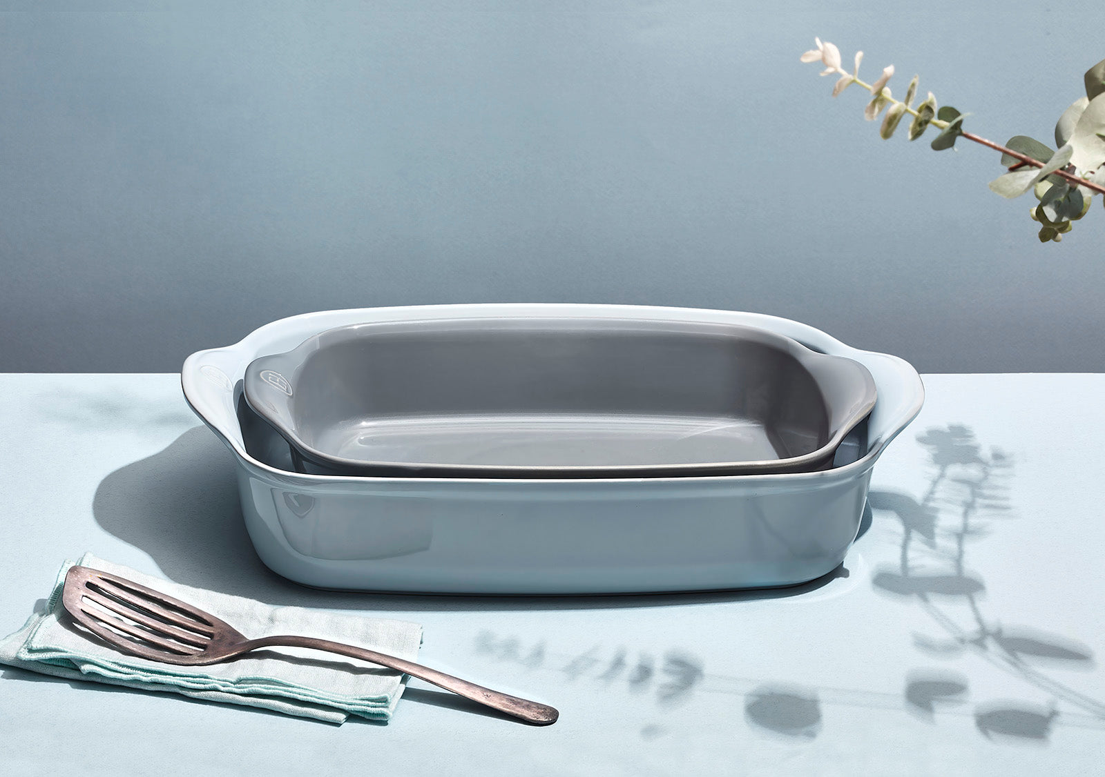 Emile Henry Individual Rectangle Baking Dish Ultime, 8.75" X 5.5", Fog