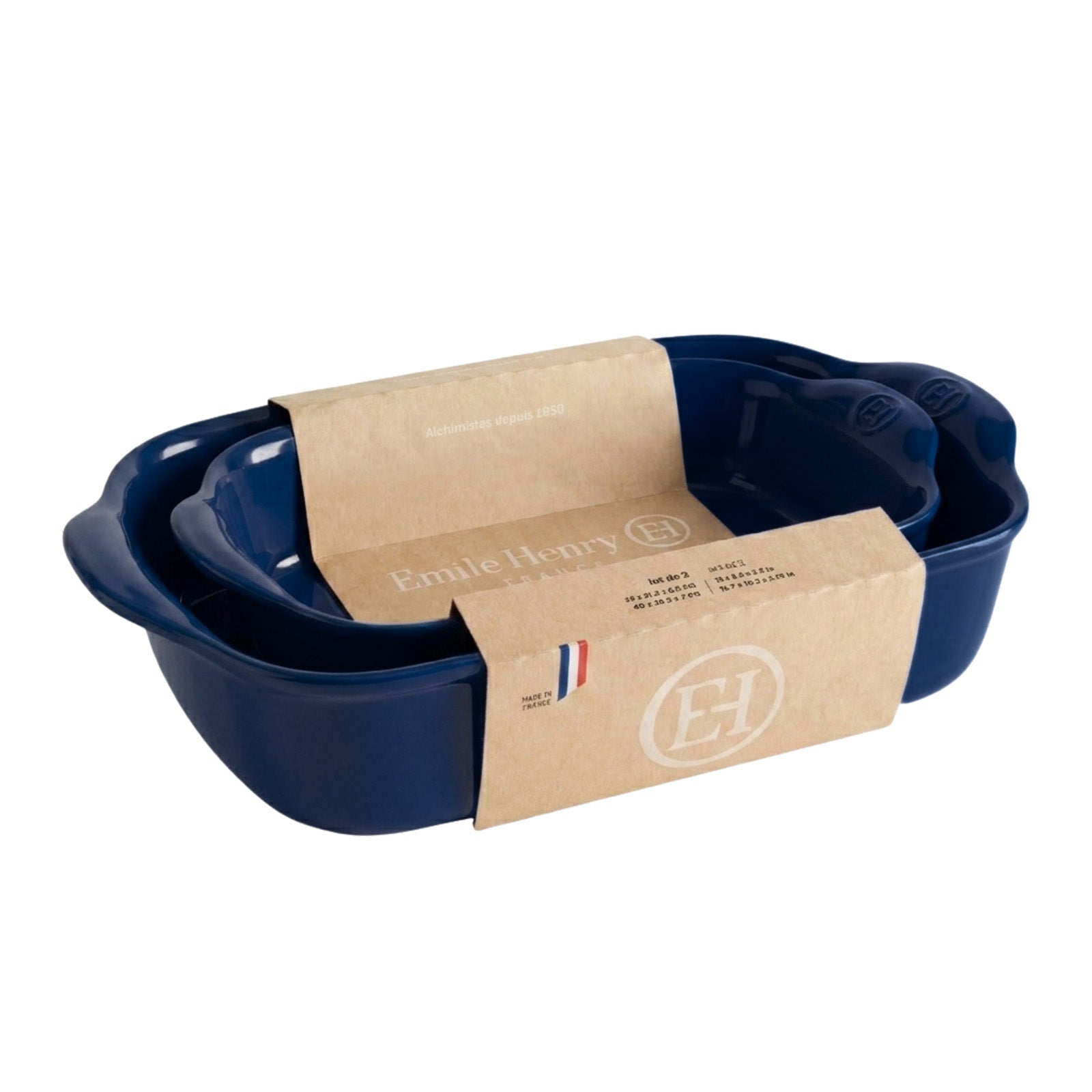 Emile Henry Rectangular Baking Dish, Set of 2, 2.4 qt, 3.8 qt, Twilight