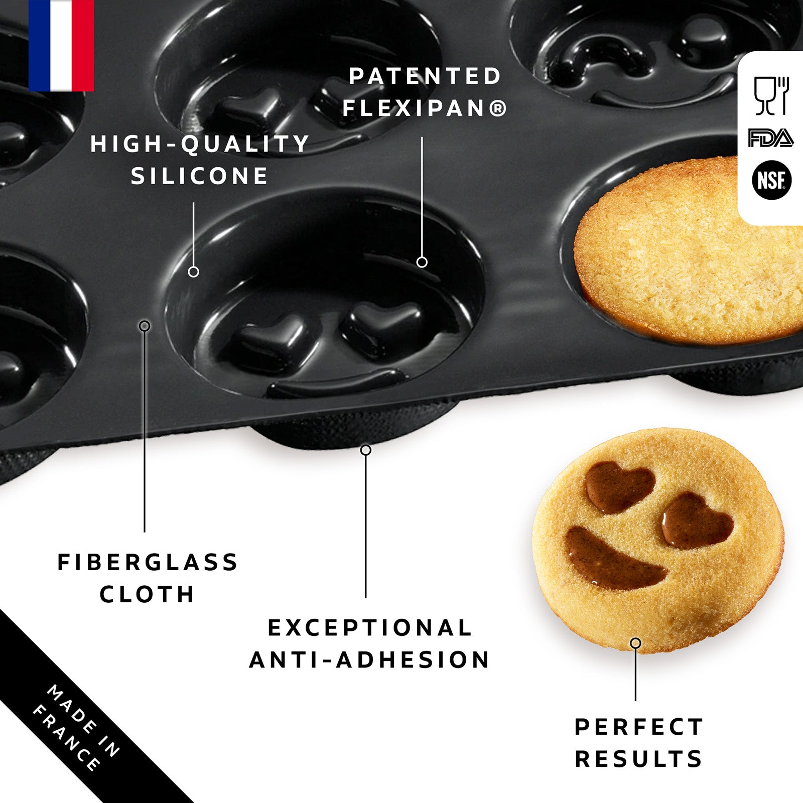 Silpat Flexipan 6 Smiley Emojis Premium Silicone Baking Pan