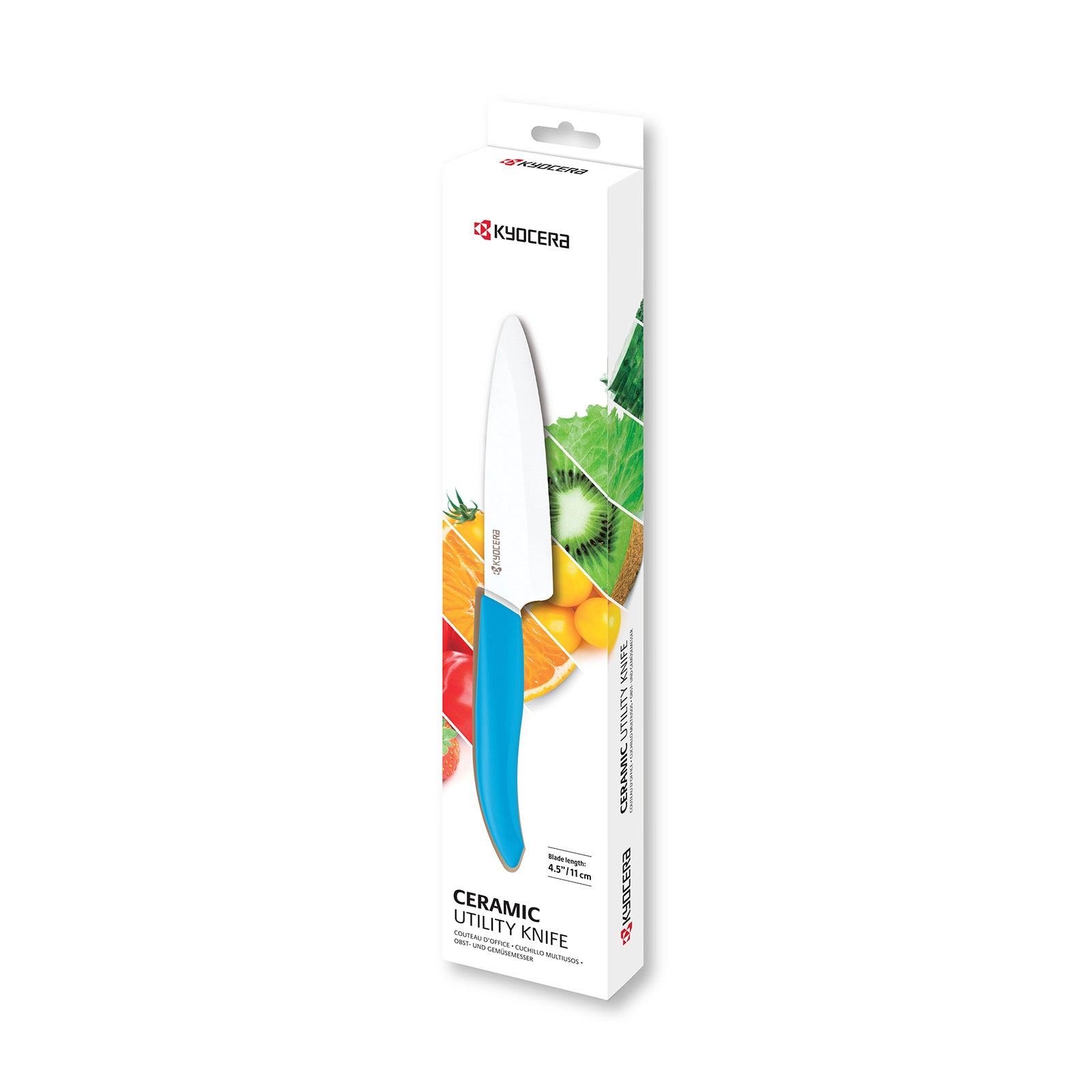 Kyocera Revolution Ceramic 4.5-Inch Utility Knife, Blue