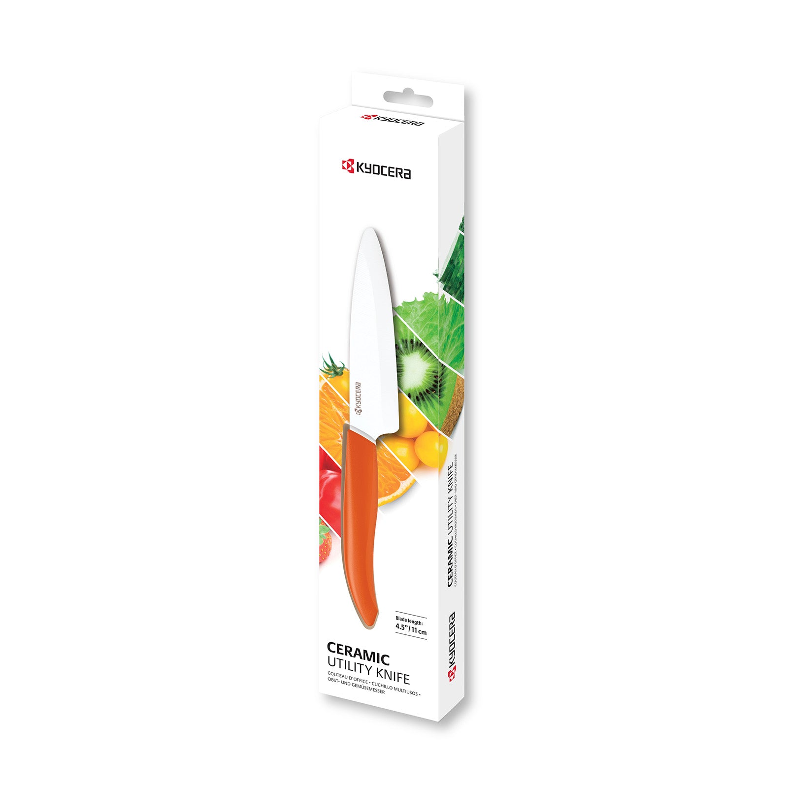 Kyocera Revolution Ceramic 4.5-Inch Utility Knife, Orange