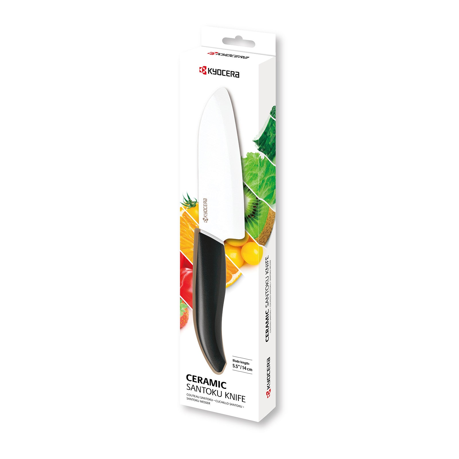 Kyocera Revolution Ceramic 5-1/2 Inch Santoku Knife, Black