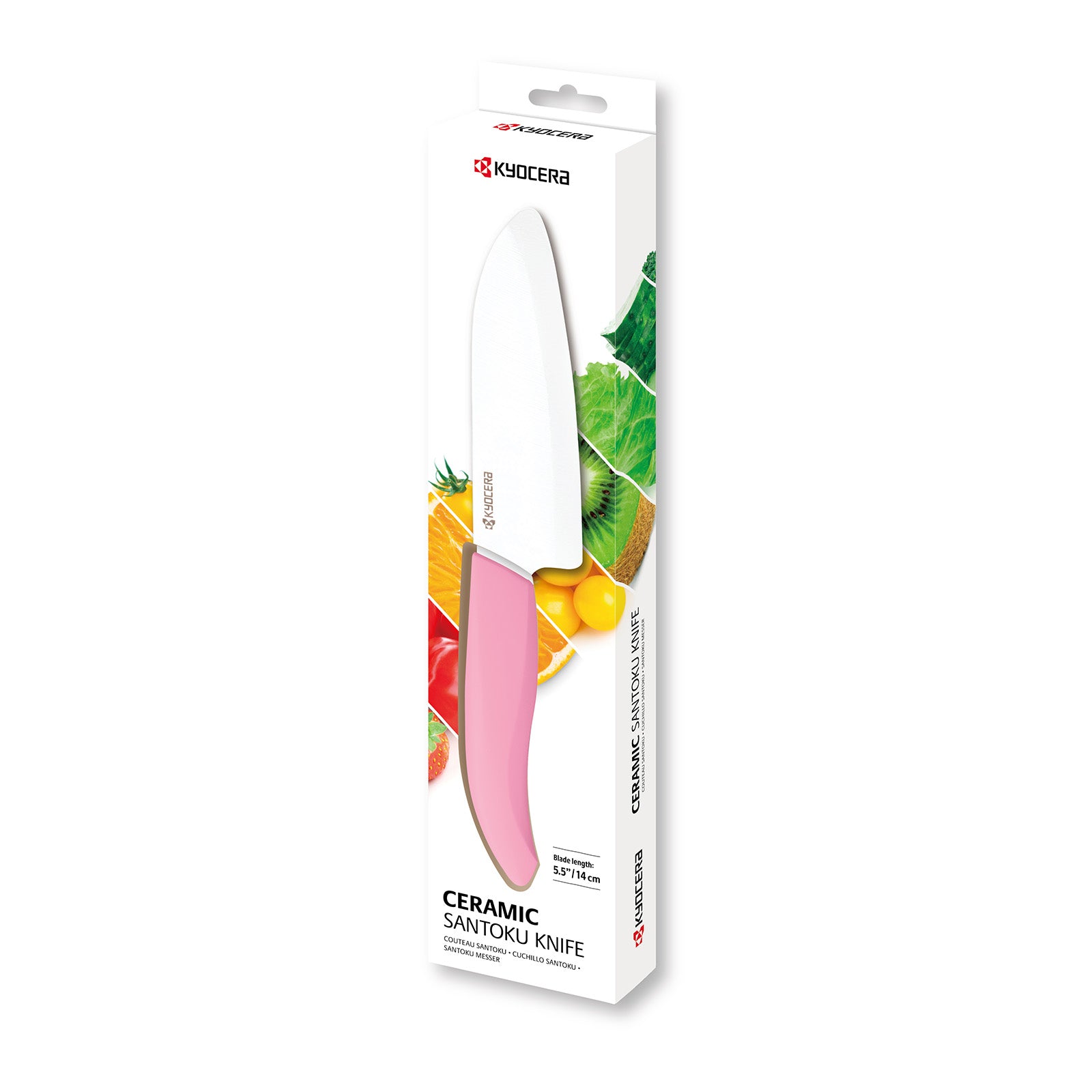 Kyocera Revolution Ceramic 5-1/2 Inch Santoku Knife, Pink