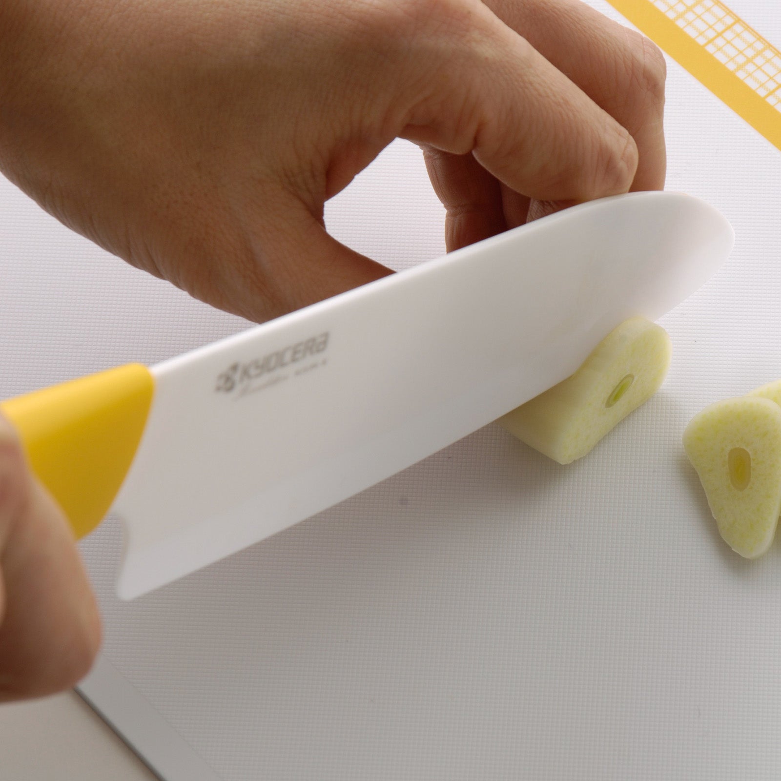 Kyocera Revolution Ceramic 5-1/2 Inch Santoku Knife, Yellow