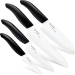 Kyocera Revolution 4-Piece Ceramic Knife Set - 7" Chef's Santoku, 5.5" Santoku, 4.5" Utility & 3" Paring Knives