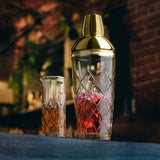 Final Touch Yarai Glass Cocktail Shaker & Jigger Set, Brass