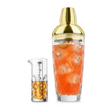 Final Touch Yarai Glass Cocktail Shaker & Jigger Set, Brass
