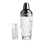 Final Touch Yarai Glass Cocktail Shaker & Jigger Set, Black Chrom