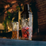Final Touch Yarai Glass Cocktail Shaker & Jigger Set, Black Chrom