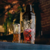 Final Touch Yarai Glass Cocktail Shaker & Jigger Set, Black Chrom