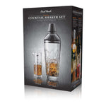 Final Touch Yarai Glass Cocktail Shaker & Jigger Set, Black Chrom