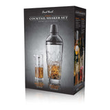 Final Touch Yarai Glass Cocktail Shaker & Jigger Set, Black Chrom