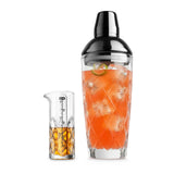 Final Touch Yarai Glass Cocktail Shaker & Jigger Set, Black Chrom