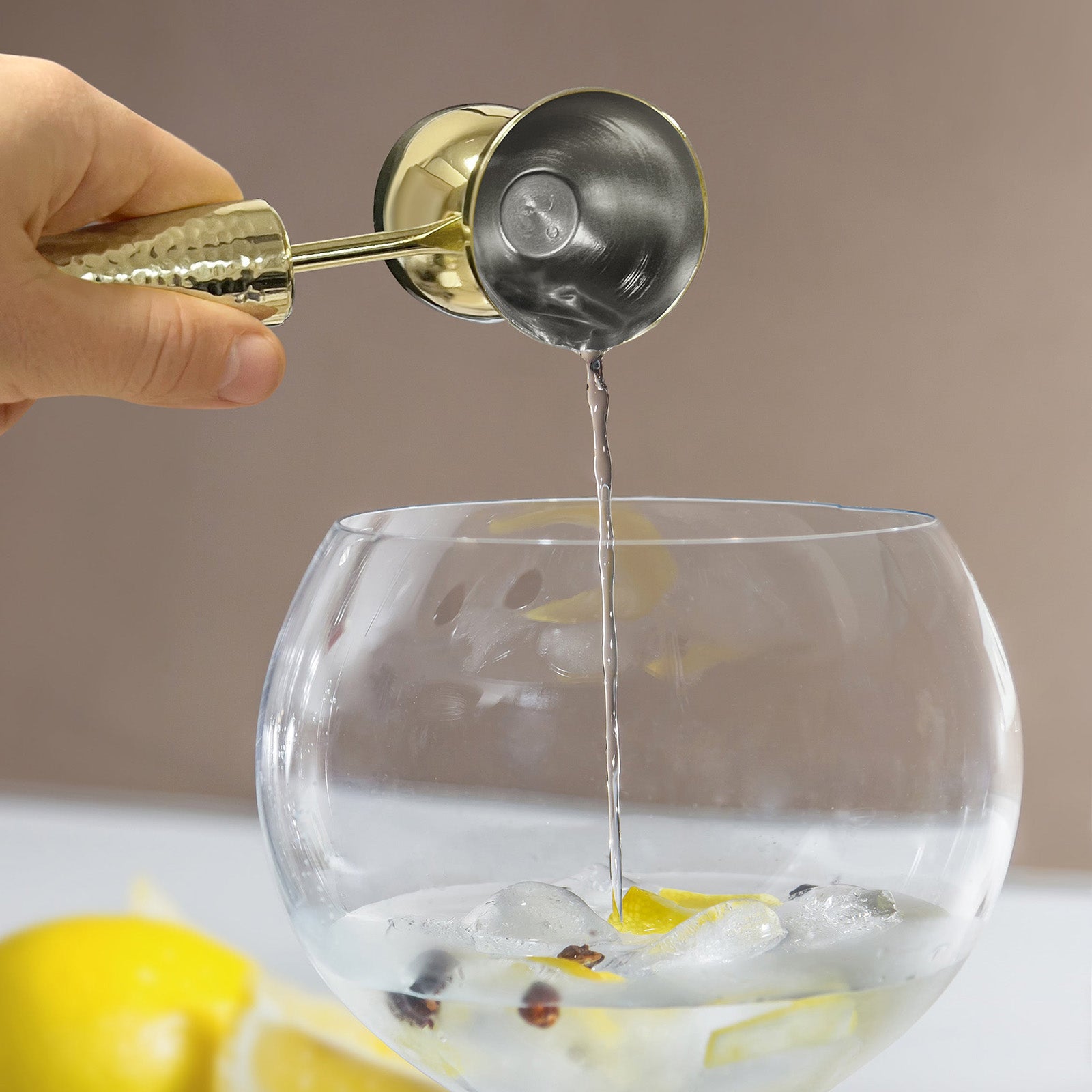 Final Touch 4 Piece Bar Tool Set with Stand - Brass Metal Handles