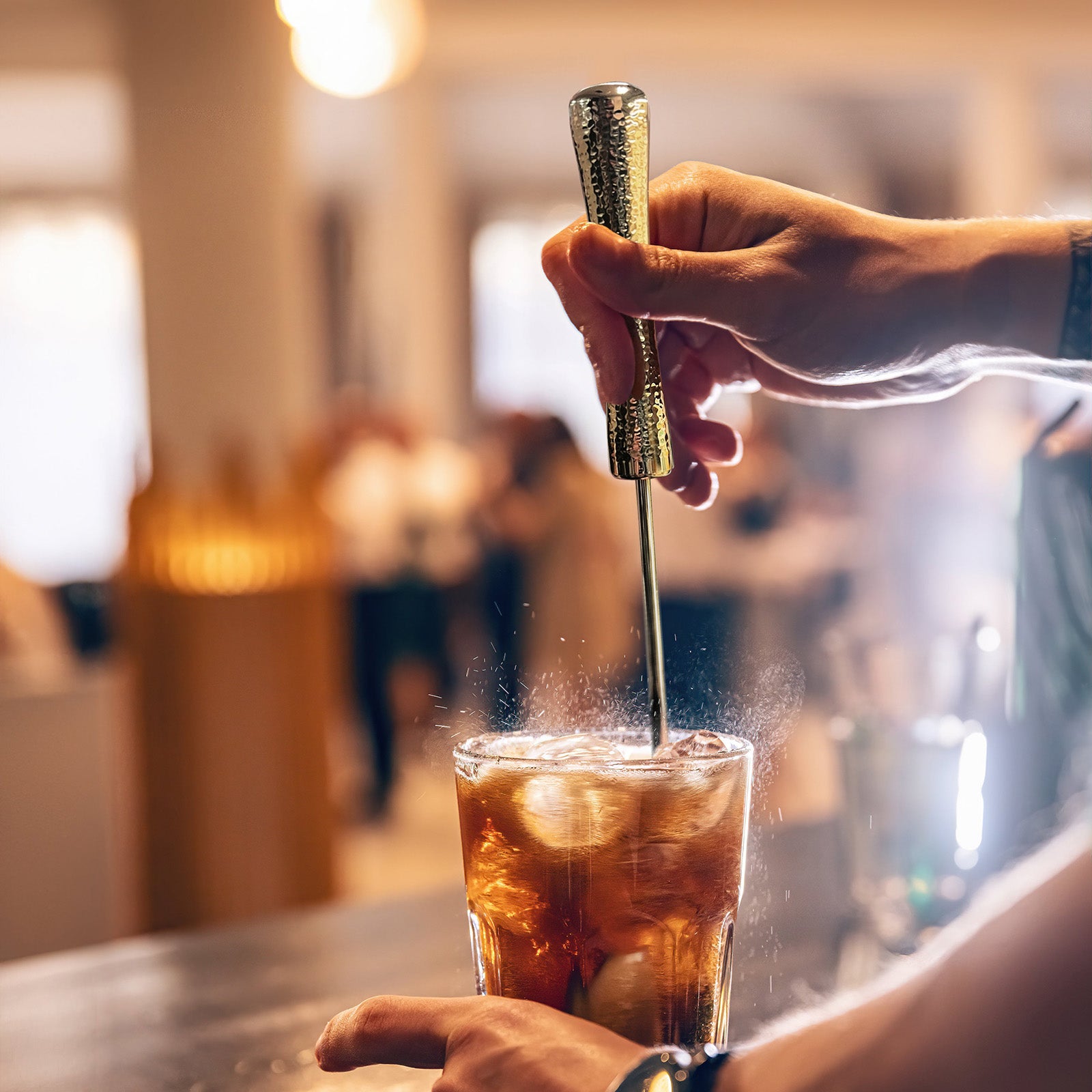 Final Touch 4 Piece Bar Tool Set with Stand - Brass Metal Handles