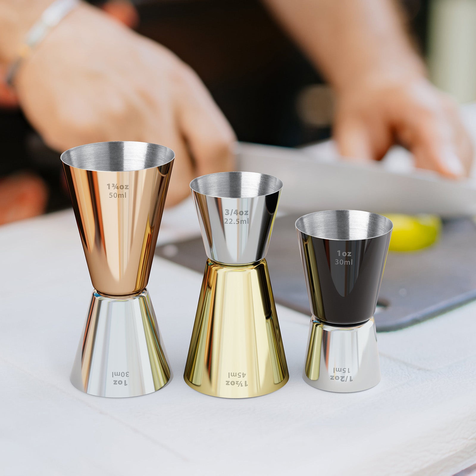 Final Touch Mixed Metal Jigger Set - Set of 3