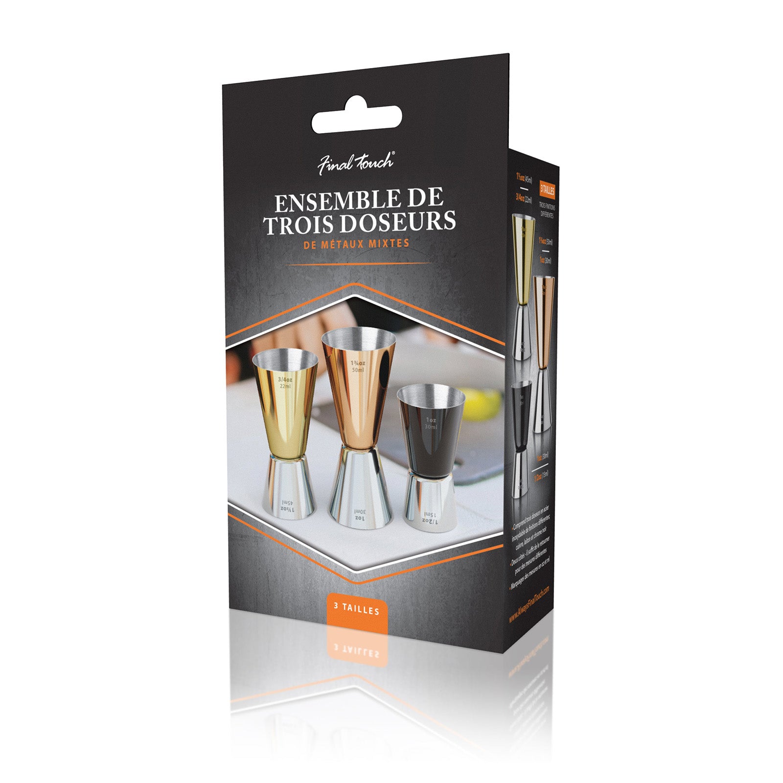 Final Touch Mixed Metal Jigger Set - Set of 3