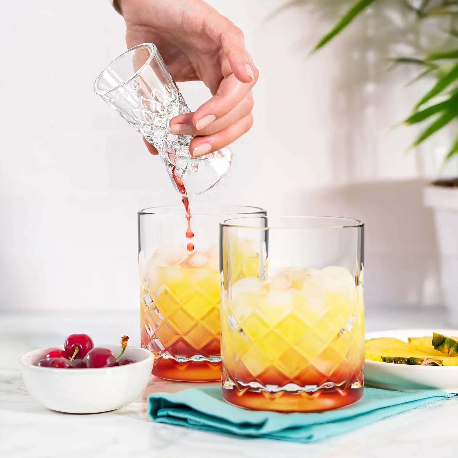 Final Touch Yarai Glass Double Cocktail Jigger, 1.5 Ounce and 0.75 Ounce