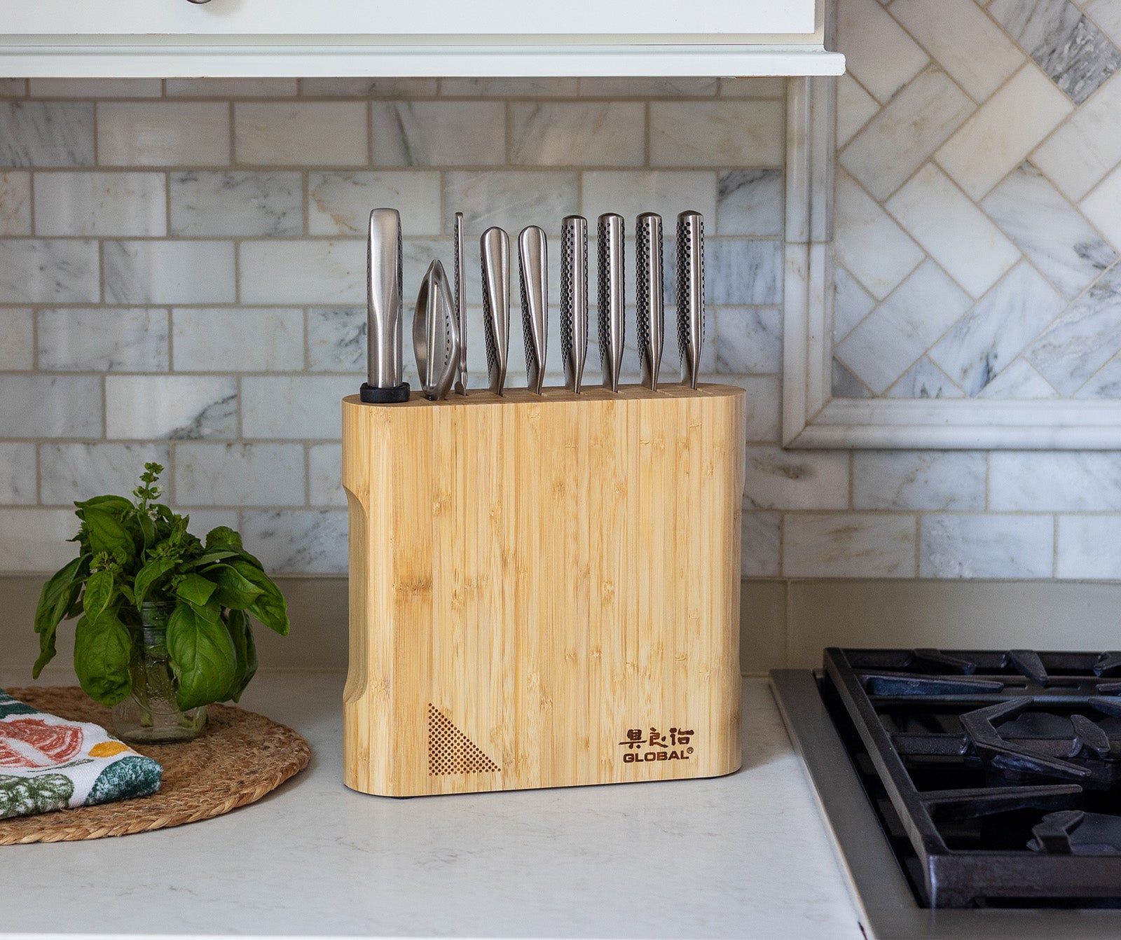 Global Kanpeki 10-Piece Knife Block Set, Bamboo