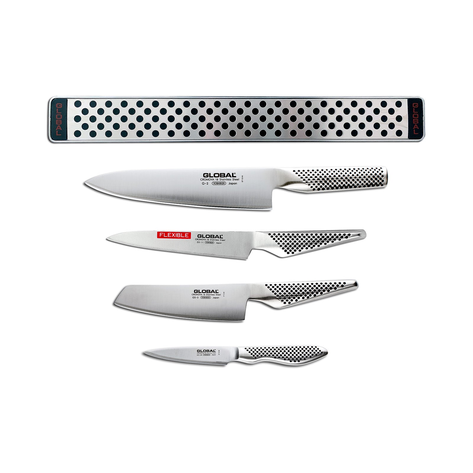 Global 5 Piece Magnetic Bar Knife Set
