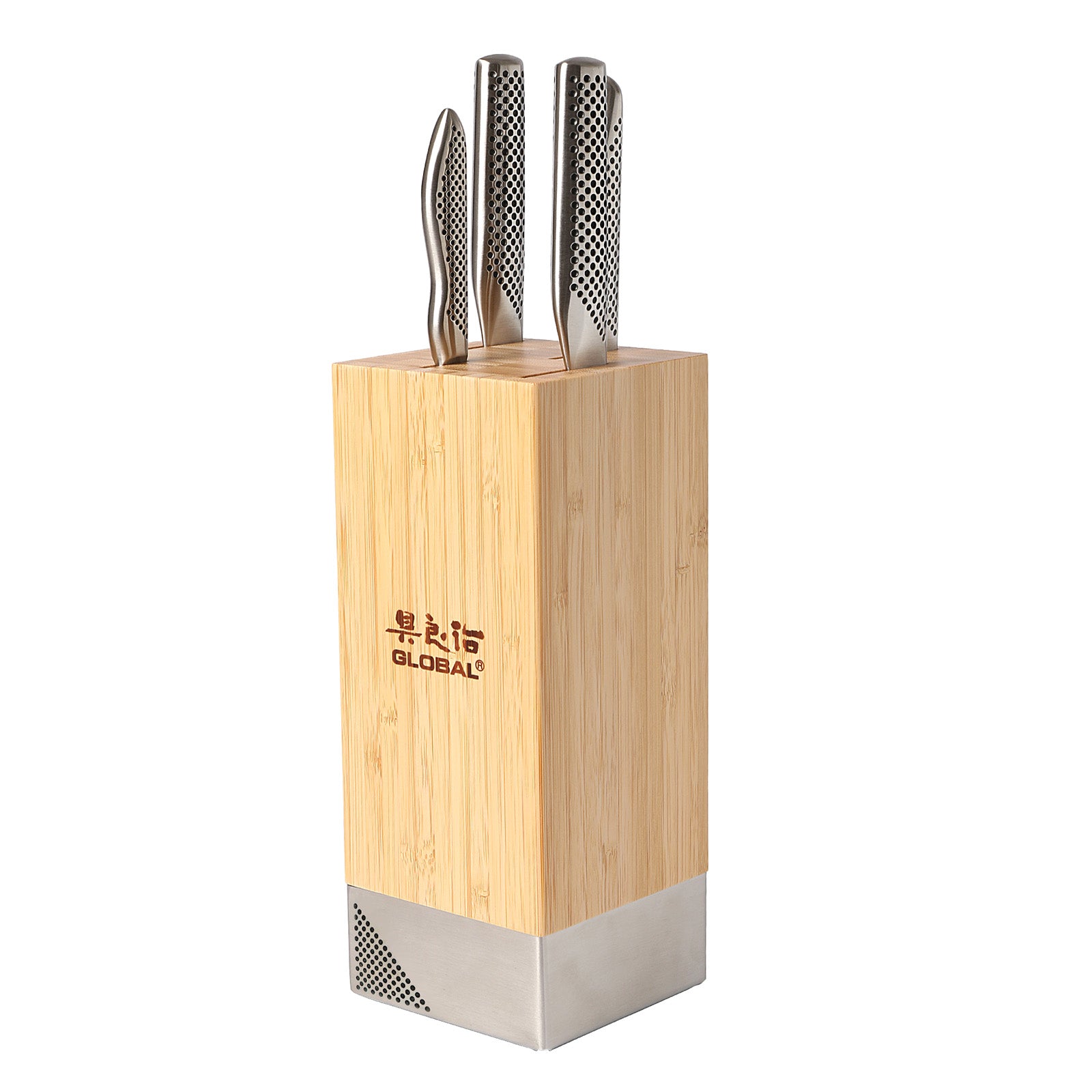 Global Toshi 5 Piece Knife Block Set, Bamboo