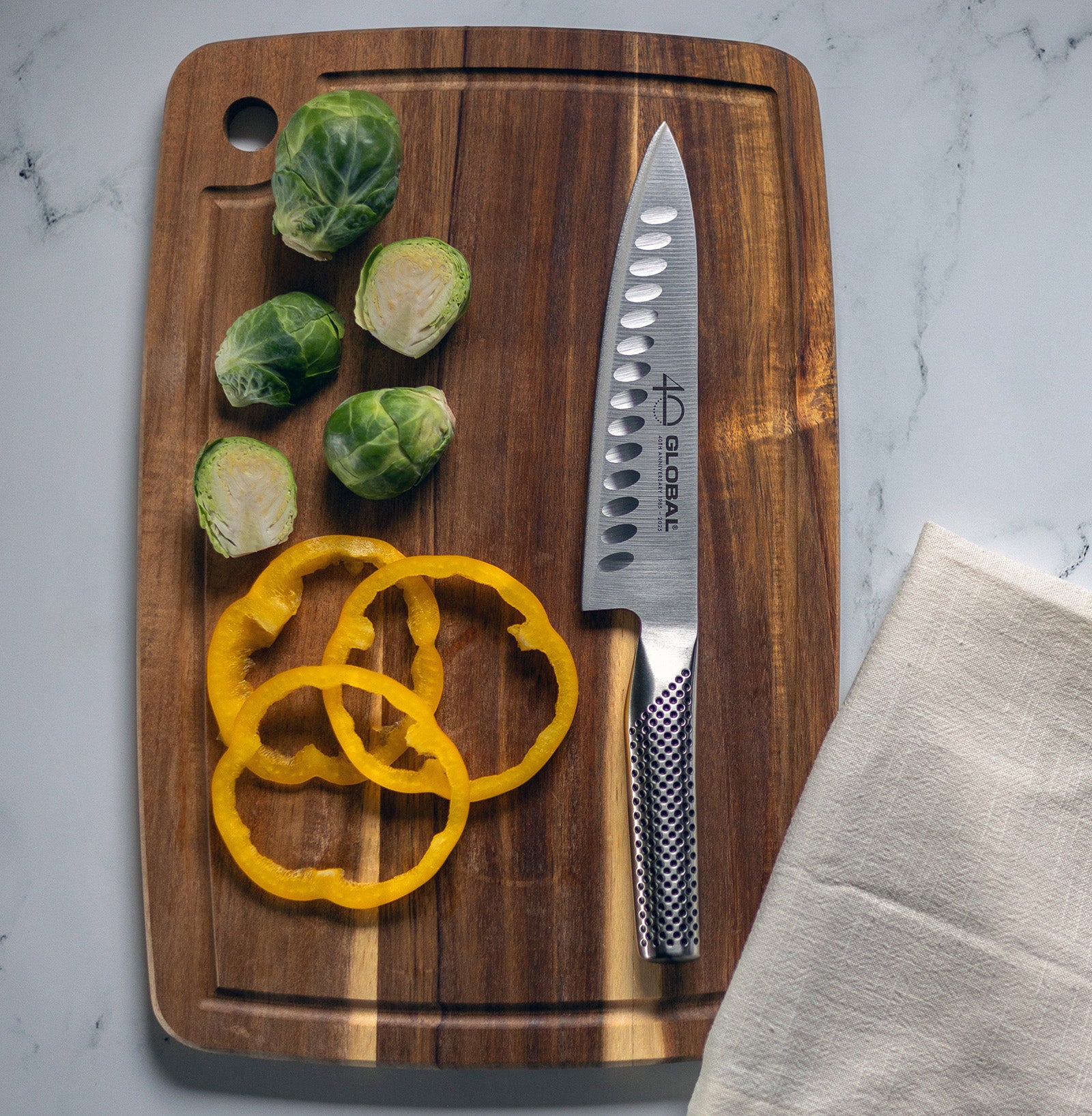 Global 40th Anniversary 7-Inch Fluted Chef's Knife