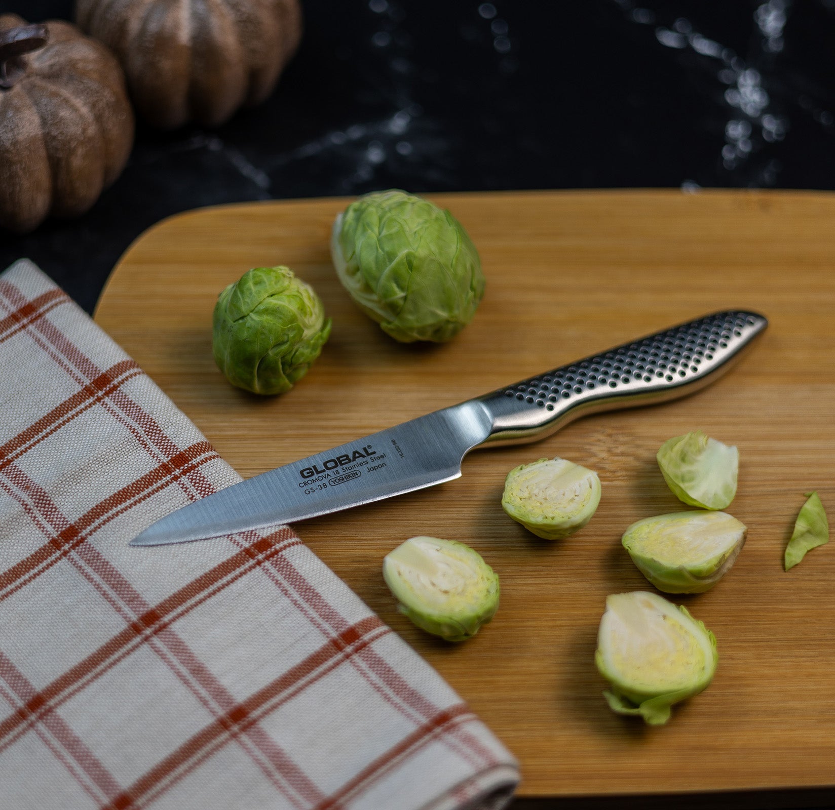 Global 3 Piece Knife Set with Santoku - Hollow Ground, Utility and Paring Knife