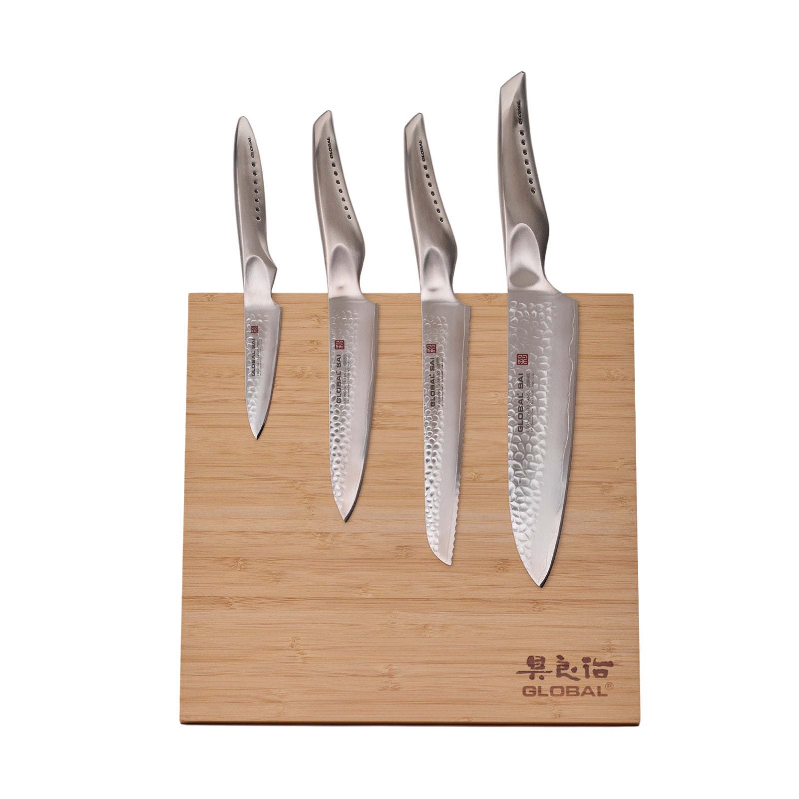 Global Bitoku SAI Essentials 5 Piece Knife Set with Magnetic Block, Hardwood