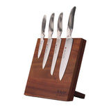 Global Bitoku SAI Essentials 5 Piece Knife Set with Magnetic Block, Acacia