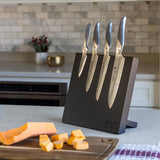 Global Bitoku SAI Essentials 5 Piece Knife Set with Magnetic Block, Rubberwood