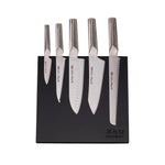 Global Bitoku Ukon Essentials 6 Piece Knife Set with Magnetic Block, Rubberwood