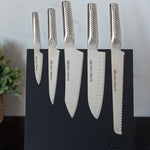 Global Bitoku Ukon Essentials 6 Piece Knife Set with Magnetic Block, Rubberwood