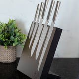 Global Bitoku Ukon Essentials 6 Piece Knife Set with Magnetic Block, Rubberwood