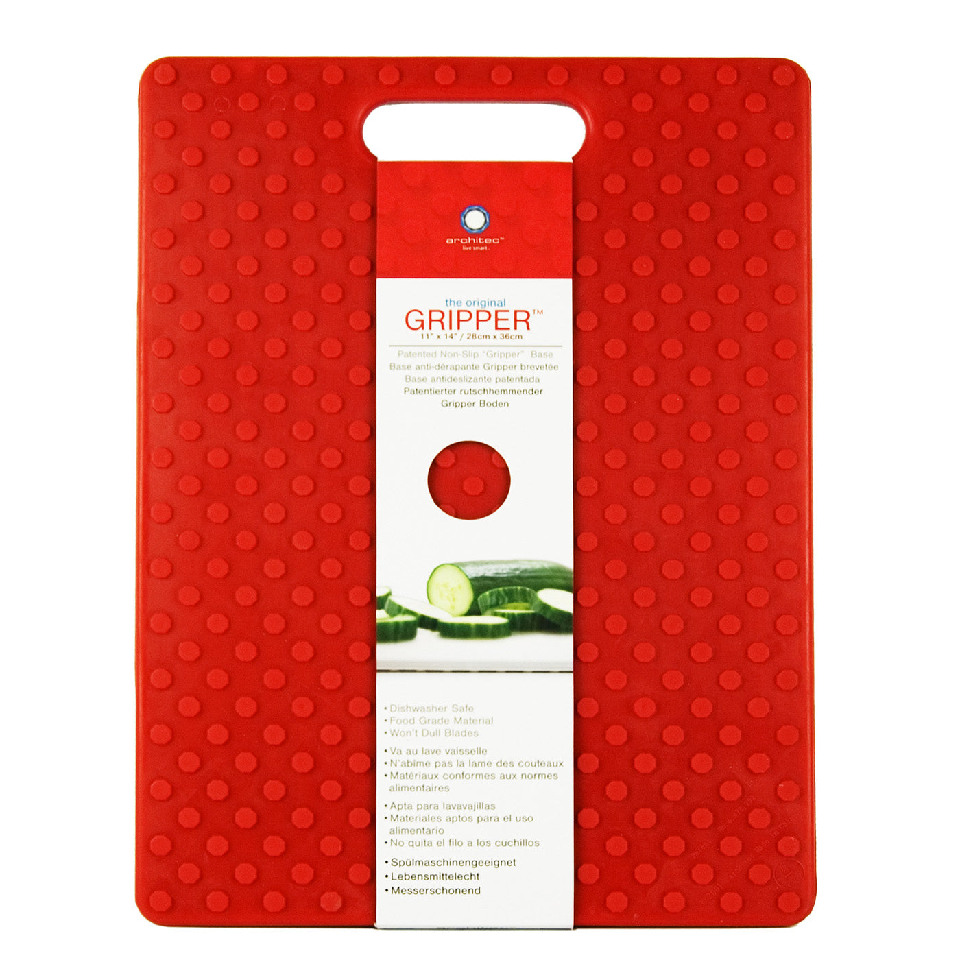 Architec Original Gripper Cutting Board, 11" X 14", Red