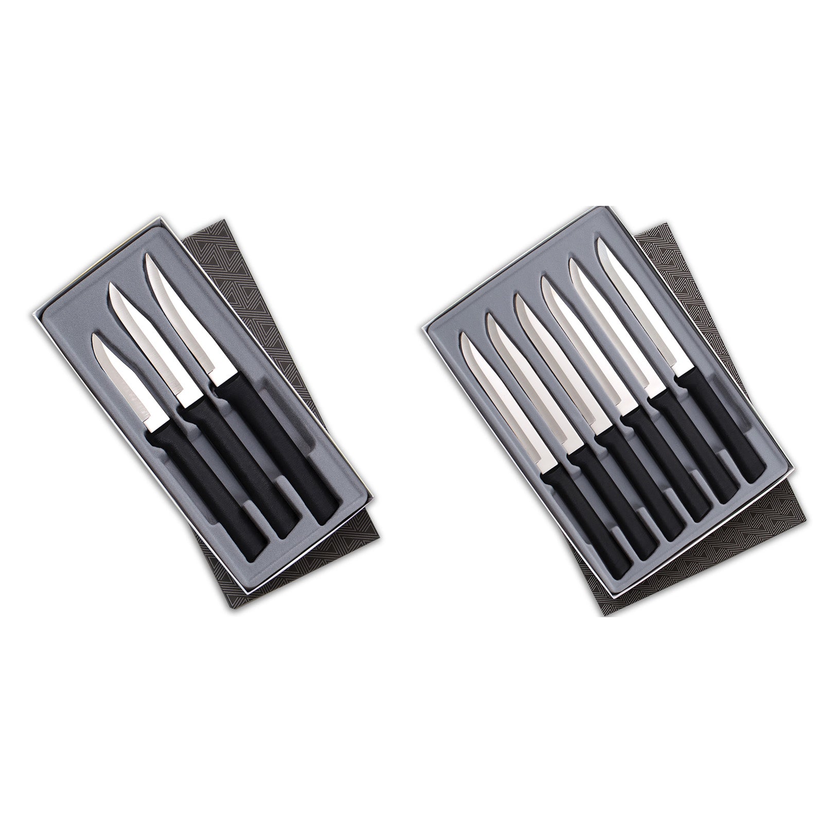 Rada 3 Piece Paring Knives Galore Set & 6 Piece Steak Knife Set in Gift Box, Black Handless
