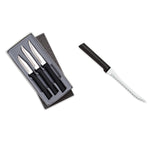 Rada 3 Piece Paring Knives Galore Set & 5-Inch Tomato Slicer Stainless Steel Serrated Blade, Black Handless