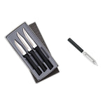 Rada 3 Piece Paring Knives Galore Set & 1.75-Inch Swivel Vegetable Peeler, Black Handless