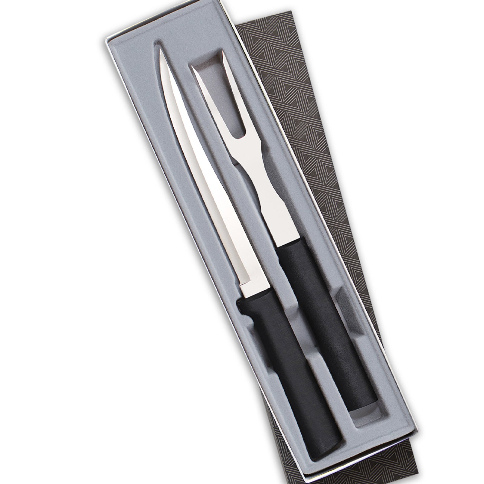 Rada 2 Piece Carving Set in Gift Box, Black Handles