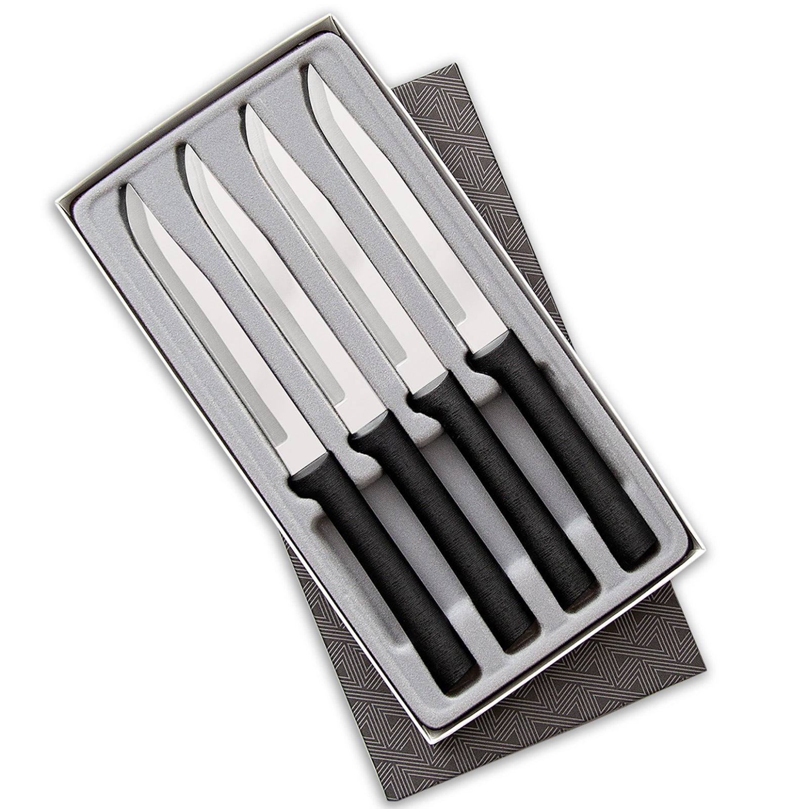 Rada 4 Piece Steak Knives Set with Gift Box, Black Handles