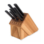 Rada Essential Oak 8 Piece Knife Block Set, Black Handles